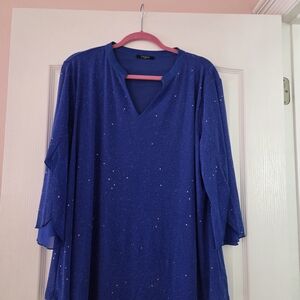 Sparkle Blue V-Neck Blouse by